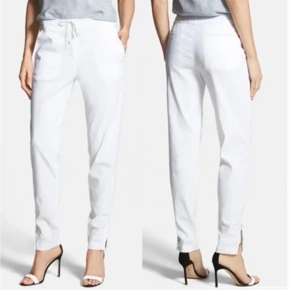 Theory Rhodri white linen pants with drawstring